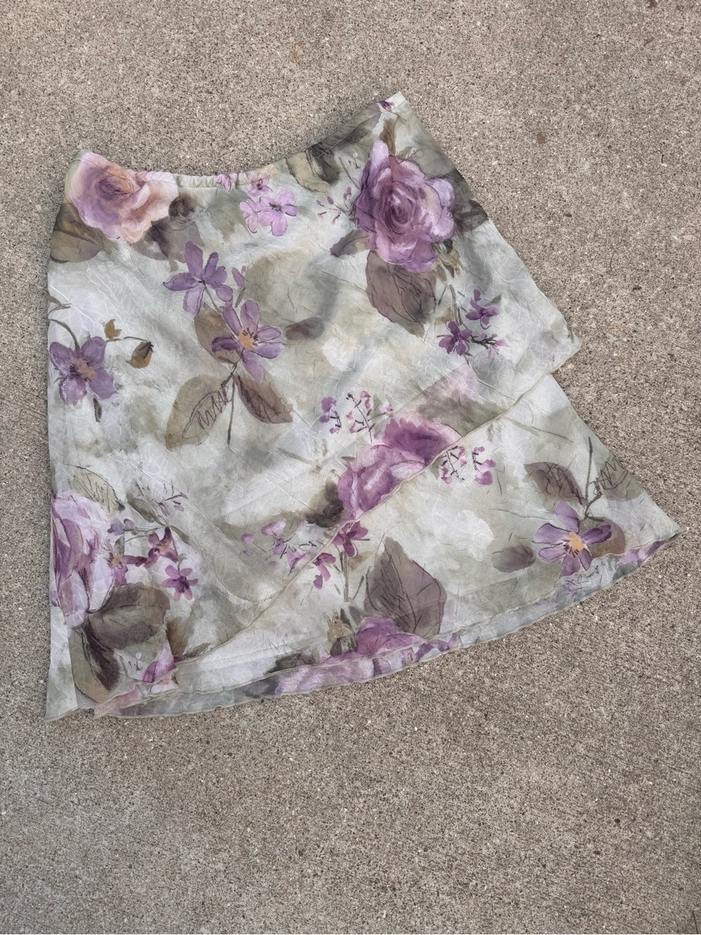 Floral Lavender Midi Skirt with Sage Accents